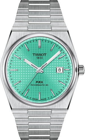 Tissot PRX Powermatic 80 Automatic Mint Green Dial Silver Steel Strap Watch for Men - T137.407.11.091.01 Authentic Buy Shop Now