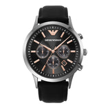 Emporio Armani Giovanni Analog Black Dial Black Leather Strap Watch For Men - AR11431 Authentic Buy Shop Now