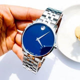 Movado Museum Classic Blue Dial Silver Steel Strap Watch for Men - 0607212 Authentic Buy Shop Now