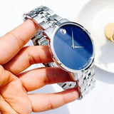 Movado Museum Classic Blue Dial Silver Steel Strap Watch for Men - 0607212 Authentic Buy Shop Now
