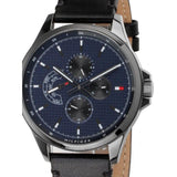 Tommy Hilfiger Shawn Multifunction Quartz Blue Dial Black Leather Strap Watch for Men - 1791616 Authentic Buy Shop Now