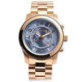 Michael Kors Runway Stop Hunger Quartz Blue Dial Rose Gold Steel Strap Watch For Men - MK8358 Authentic Buy Shop Now