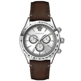 Versace Classic Chronograph Quartz Silver Dial Brown Leather Strap Watch For Men - VEV700119 Authentic Buy Shop Now