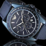 Emporio Armani Sportivo Chronograph Blue Dial Blue Nylon Strap Watch for Men - AR6132 Authentic Buy Shop Now