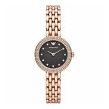 Emporio Armani Rosa Quartz Mother of Pearl Black Dial Rose Gold Steel Strap Watch For Women - AR11372 Authentic Buy Shop Now