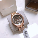 Michael Kors Brecken Chronograph Analog Black Dial Rose Gold Steel Strap Watch For Women - MK8563 Authentic Buy Shop Now