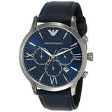 Emporio Armani Giovanni T Bar Chronograph Quartz Blue Dial Blue Leather Strap Watch For Men - AR11226 Authentic Buy Shop Now