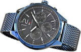 Tommy Hilfiger Gavin Chronograph Blue Dial Blue Mesh Bracelet Watch for Men - 1791471 Authentic Buy Shop Now