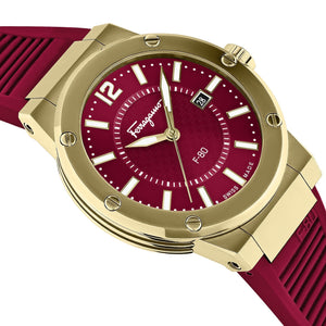 Salvatore Ferragamo F-80 Classic Red Dial Red Rubber Strap Watch for Men - SFHY02422 Authentic Buy Shop Now