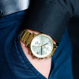 Tommy Hilfiger Daniel White Dial Gold Steel Strap Watch for Men - 1710415 Authentic Buy Shop Now