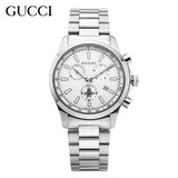 Gucci G Timeless Chronograph White Dial Silver Steel Strap Watch For Men - YA126472 Authentic Buy Shop Now