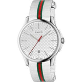 Gucci G Timeless Quartz White DIal White NATO Strap Watch For Men - YA126322 Authentic Buy Shop Now