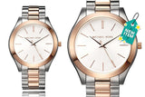 Michael Kors Slim Runway White Dial Two Tone Steel Strap Watch for Women - MK3204 Authentic Buy Shop Now
