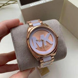 Michael Kors Janelle Three Hand Rose Gold Dial Two Tone Steel Strap Watch For Women - MK7134 Authentic Buy Shop Now
