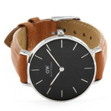 Daniel Wellington Petite Sterling Black Dial Brown Leather Strap Watch For Women - DW00100178 Authentic Buy Shop Now