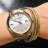 Burberry The City Silver Dial Gold Steel Strap Unisex Watch - BU9003 Authentic Buy Shop Now