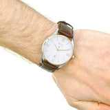 Hugo Boss Classic White Dial Brown Leather Strap Watch for Men - 1513486 Authentic Buy Shop Now