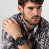 Diesel Mega Chief Chronograph Black Dial Black Leather Strap Watch For Men - DZ4323 Authentic Buy Shop Now