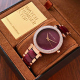 Michael Kors Parker Maroon Dial Two Tone Steel Strap Watch for Women - MK6412 Authentic Buy Shop Now