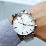 Emporio Armani Chonograph SIlver Dial Silver Steel Strap Watch For Men - AR1933 Authentic Buy Shop Now