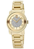 Movado Bold Pave Gold Dial Gold Steel Strap Watch For Women - 3600255 Authentic Buy Shop Now
