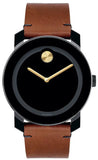 Movado Bold Black Dial Brown Leather Strap Watch For Men - 3600305 Authentic Buy Shop Now