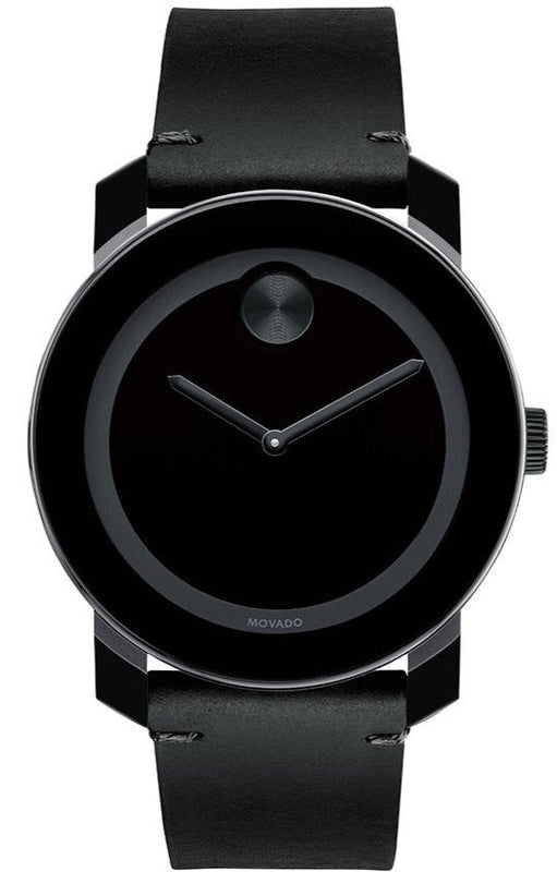 Movado Bold Black Dial Black Leather Strap Watch For Men - 3600306 Authentic Buy Shop Now
