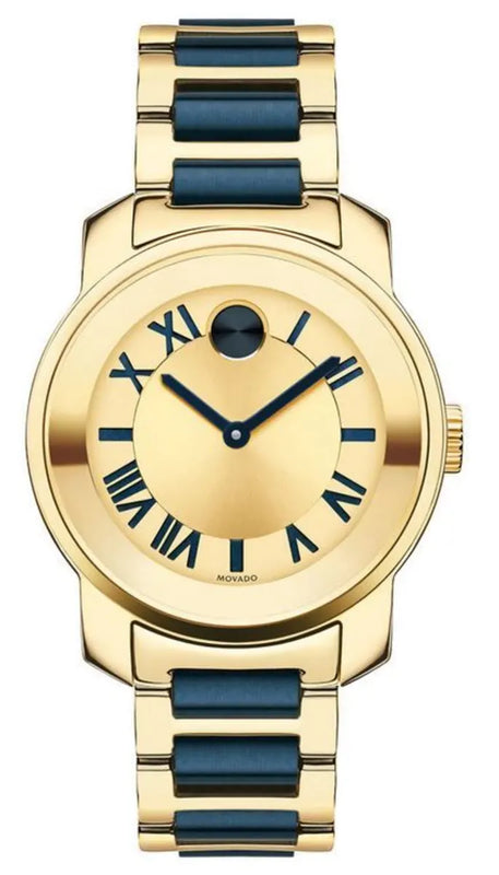 Movado Bold Yellow Gold Dial Two Tone Steel Strap Watch for Women - 3600355 Authentic Buy Shop Now