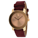 Movado Bold Rose Gold Dial Red Leather Strap Watch for Women - 3600447 Authentic Buy Shop Now