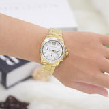 Michael Kors Everest Chronograph White Dial Gold Steel Strap Watch For Women - MK7212 Authentic Buy Shop Now