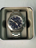 Fossil Pilot 54 Chronograph Navy Blue Dial Silver Steel Strap Watch for Men - FS5203 Authentic Buy Shop Now