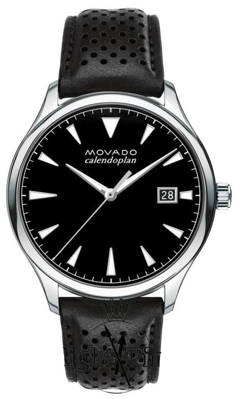 Movado Heritage Calendoplan Black Dial Black Leather Strap Watch for Men - 3650004 Authentic Buy Shop Now