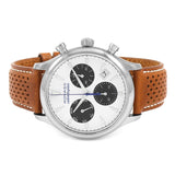 Movado Heritage Calendoplan Chronograph White Dial Brown Leather Strap Watch for Men - 3650008 Authentic Buy Shop Now