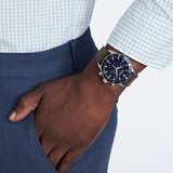 Movado Heritage 29mm Chronograph Blue Dial Brown Leather Strap Watch For Men - 3650061 Authentic Buy Shop Now