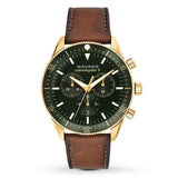 Movado Heritage Chronograph Green Dial Brown Leather Strap Watch For Men - 3650062 Authentic Buy Shop Now