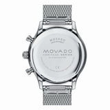 Movado Heritage Calendoplan Chronograph Black Dial Silver Mesh Strap Watch for Men - 3650097 Authentic Buy Shop Now