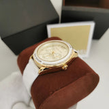 Michael Kors Jessa Quartz Gold Dial White Silicone Strap Watch For Women - MK7267 Authentic Buy Shop Now
