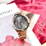 Tommy Hilfiger Eve Chronograph Quartz Grey Dial Rose Gold Steel Strap Watch For Women - 1782277 Authentic Buy Shop Now