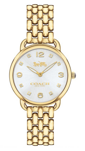 Coach Delancey Slim Silver Dial Gold Steel Strap Watch For Women - 14502782 Authentic Buy Shop Now
