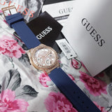 Guess Moonlight Diamonds White Dial Blue Rubber Strap Watch for Women - GW0257L3 Authentic Buy Shop Now