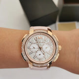 Michael Kors Sidney Multifunction White Dial Pink Silicone Strap Watch For Women - MK7222 Authentic Buy Shop Now