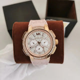 Michael Kors Sidney Multifunction White Dial Pink Silicone Strap Watch For Women - MK7222 Authentic Buy Shop Now