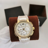 Michael Kors Sydney Quartz White Dial White Leather Strap Watch For Women - MK7221 Authentic Buy Shop Now