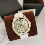 Michael Kors Jessa Quartz Gold Dial White Silicone Strap Watch For Women - MK7267 Authentic Buy Shop Now