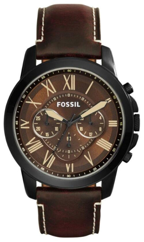Fossil Grant Chronograph Brown Dial Brown Leather Strap Watch for Men - FS5088 Authentic Buy Shop Now