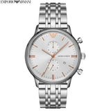 Emporio Armani Chonograph SIlver Dial Silver Steel Strap Watch For Men - AR1933 Authentic Buy Shop Now