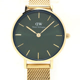 Daniel Wellington Petite Emerald Green Dial Gold Mesh Strap Watch For Women - DW00100479 Authentic Buy Shop Now