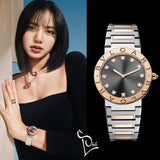 Bvlgari Lady Quartz Diamonds Grey Dial Two Tone Steel Strap Watch for Women - BVLGARI103067 Authentic Buy Shop Now