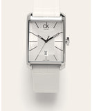 Calvin Klein Window White Dial White Leather Strap Watch for Men - K2M21120 Authentic Buy Shop Now