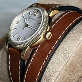 Burberry Utilitarian White Dial Brown Leather Strap Watch for Women - BU7850 Authentic Buy Shop Now